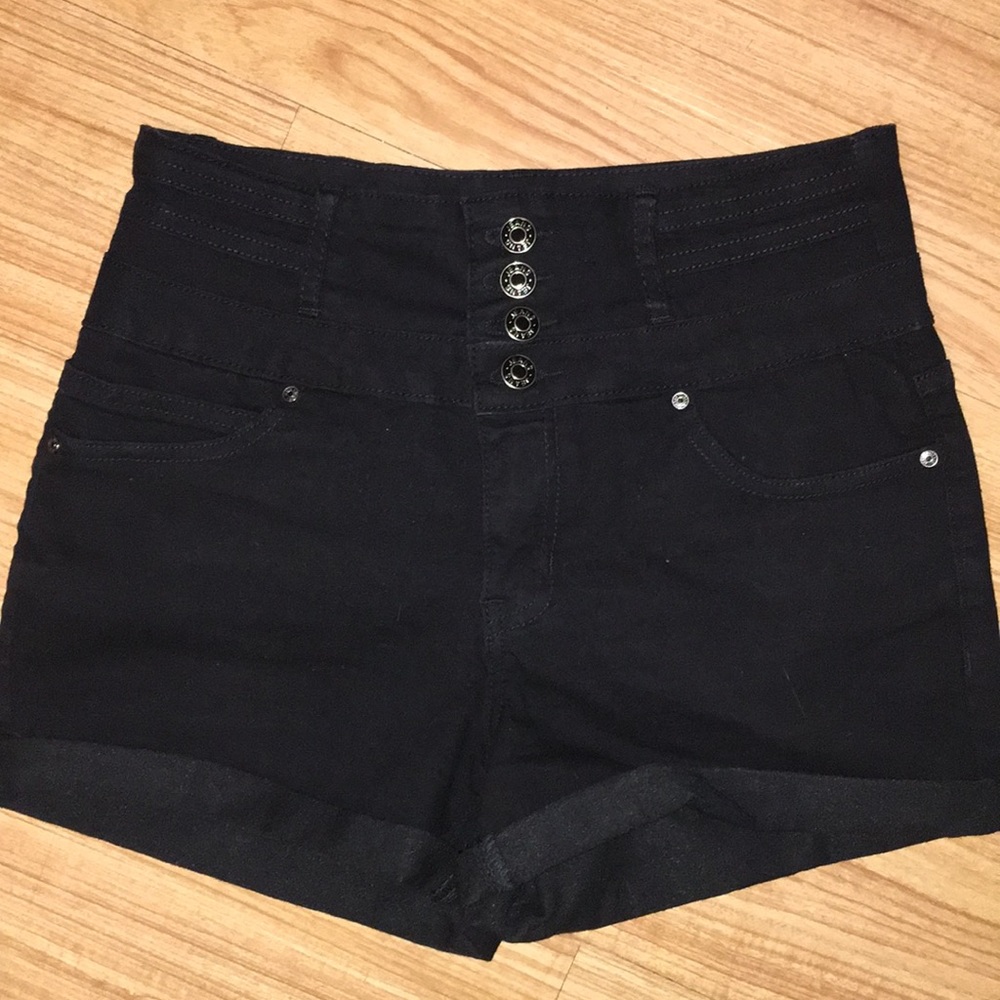 Black high-waisted Silver Crush shorts